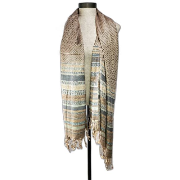 NWT Handmade scarf from Thailand with fringe - Picture 1 of 3